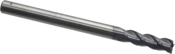 Accupro - 5/16", 1" LOC, 5/16" Shank Diam, 4" OAL, 3 Flute, Solid Carbide Square End Mill - Single End, AlTiN Finish, Spiral Flute, 40° Helix, Centercutting, Right Hand Cut, Right Hand Flute - Eagle Tool & Supply