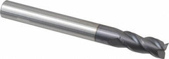 Accupro - 7/16", 1" LOC, 7/16" Shank Diam, 4" OAL, 3 Flute, Solid Carbide Square End Mill - Single End, AlTiN Finish, Spiral Flute, 40° Helix, Centercutting, Right Hand Cut, Right Hand Flute - Eagle Tool & Supply