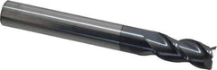 Accupro - 1/2", 1" LOC, 1/2" Shank Diam, 4" OAL, 3 Flute, Solid Carbide Square End Mill - Single End, AlTiN Finish, Spiral Flute, 40° Helix, Centercutting, Right Hand Cut, Right Hand Flute - Eagle Tool & Supply