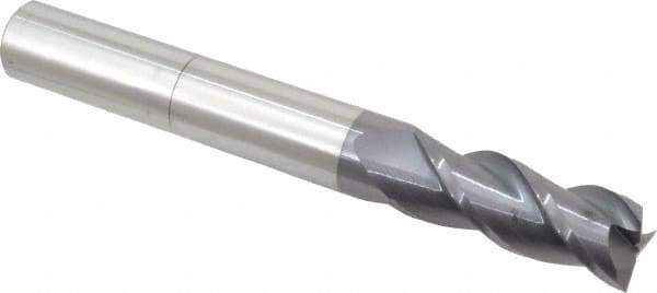 Accupro - 3/4", 2" LOC, 3/4" Shank Diam, 6" OAL, 3 Flute, Solid Carbide Square End Mill - Single End, AlTiN Finish, Spiral Flute, 40° Helix, Centercutting, Right Hand Cut, Right Hand Flute - Eagle Tool & Supply