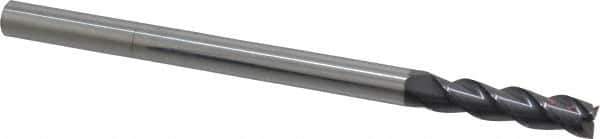 Accupro - 3/8", 1-1/2" LOC, 3/8" Shank Diam, 6" OAL, 3 Flute, Solid Carbide Square End Mill - Single End, AlTiN Finish, Spiral Flute, 40° Helix, Centercutting, Right Hand Cut, Right Hand Flute - Eagle Tool & Supply