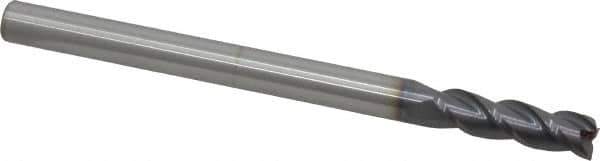 Accupro - 7/16", 1-1/2" LOC, 7/16" Shank Diam, 6" OAL, 3 Flute, Solid Carbide Square End Mill - Single End, AlTiN Finish, Spiral Flute, 40° Helix, Centercutting, Right Hand Cut, Right Hand Flute - Eagle Tool & Supply