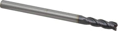 Accupro - 7/16", 1-1/2" LOC, 7/16" Shank Diam, 6" OAL, 3 Flute, Solid Carbide Square End Mill - Single End, AlTiN Finish, Spiral Flute, 40° Helix, Centercutting, Right Hand Cut, Right Hand Flute - Eagle Tool & Supply