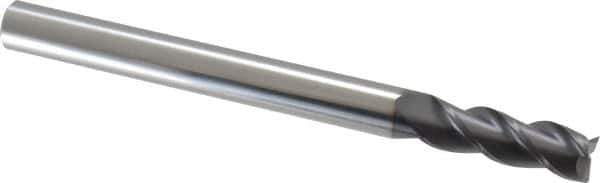 Accupro - 1/2", 1-1/2" LOC, 1/2" Shank Diam, 6" OAL, 3 Flute, Solid Carbide Square End Mill - Single End, AlTiN Finish, Spiral Flute, 40° Helix, Centercutting, Right Hand Cut, Right Hand Flute - Eagle Tool & Supply