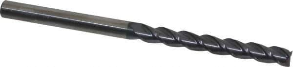 Accupro - 3/8", 3" LOC, 3/8" Shank Diam, 6" OAL, 3 Flute, Solid Carbide Square End Mill - Single End, AlTiN Finish, Spiral Flute, 40° Helix, Centercutting, Right Hand Cut, Right Hand Flute - Eagle Tool & Supply