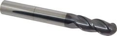 Accupro - 3/4" Diam, 2" LOC, 3 Flute Solid Carbide Ball End Mill - AlTiN Finish, Single End, 6" OAL, 3/4" Shank Diam, Spiral Flute - Eagle Tool & Supply