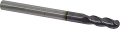Accupro - 1/2" Diam, 1-1/2" LOC, 3 Flute Solid Carbide Ball End Mill - AlTiN Finish, Single End, 6" OAL, 1/2" Shank Diam, Spiral Flute - Eagle Tool & Supply