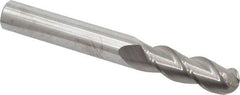 Accupro - 3/8" Diam, 1-1/8" LOC, 3 Flute Solid Carbide Ball End Mill - Uncoated, Single End, 3" OAL, 3/8" Shank Diam, Spiral Flute - Eagle Tool & Supply