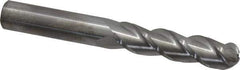 Accupro - 1/2" Diam, 2" LOC, 3 Flute Solid Carbide Ball End Mill - Uncoated, Single End, 4" OAL, 1/2" Shank Diam, Spiral Flute - Eagle Tool & Supply