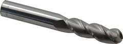 Accupro - 5/8" Diam, 2-1/8" LOC, 3 Flute Solid Carbide Ball End Mill - Uncoated, Single End, 4-5/8" OAL, 5/8" Shank Diam, Spiral Flute - Eagle Tool & Supply