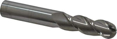 Accupro - 3/4" Diam, 2-1/4" LOC, 3 Flute Solid Carbide Ball End Mill - Uncoated, Single End, 5" OAL, 3/4" Shank Diam, Spiral Flute - Eagle Tool & Supply