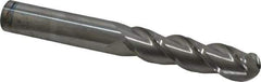 Accupro - 3/4" Diam, 3" LOC, 3 Flute Solid Carbide Ball End Mill - Uncoated, Single End, 6" OAL, 3/4" Shank Diam, Spiral Flute - Eagle Tool & Supply