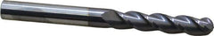 Accupro - 3/8" Diam, 1-3/4" LOC, 3 Flute Solid Carbide Ball End Mill - AlTiN Finish, Single End, 4" OAL, 3/8" Shank Diam, Spiral Flute - Eagle Tool & Supply