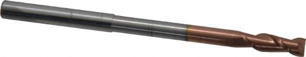 Accupro - 1/4", 3/4" LOC, 1/4" Shank Diam, 4" OAL, 2 Flute, Solid Carbide Square End Mill - Single End, TiCN Finish, Spiral Flute, 40° Helix, Centercutting, Right Hand Cut, Right Hand Flute - Eagle Tool & Supply