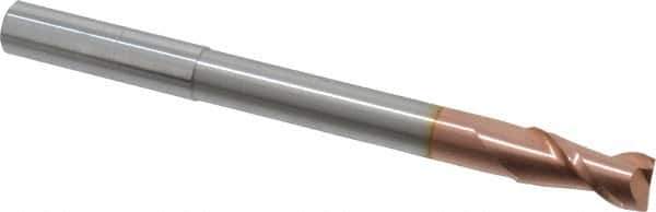 Accupro - 1/2", 1-1/8" LOC, 1/2" Shank Diam, 6" OAL, 2 Flute, Solid Carbide Square End Mill - Single End, TiCN Finish, Spiral Flute, 40° Helix, Centercutting, Right Hand Cut, Right Hand Flute - Eagle Tool & Supply