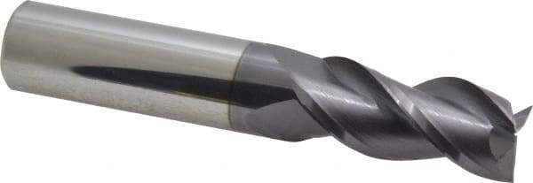 Accupro - 5/8", 1-1/4" LOC, 5/8" Shank Diam, 3-1/2" OAL, 3 Flute, Solid Carbide Square End Mill - Single End, AlTiN Finish, Spiral Flute, 40° Helix, Centercutting, Right Hand Cut, Right Hand Flute - Eagle Tool & Supply