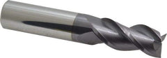 Accupro - 5/8", 1-1/4" LOC, 5/8" Shank Diam, 3-1/2" OAL, 3 Flute, Solid Carbide Square End Mill - Single End, AlTiN Finish, Spiral Flute, 40° Helix, Centercutting, Right Hand Cut, Right Hand Flute - Eagle Tool & Supply