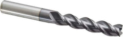 Accupro - 7/16", 2" LOC, 7/16" Shank Diam, 4" OAL, 3 Flute, Solid Carbide Square End Mill - Single End, AlTiN Finish, Spiral Flute, 40° Helix, Centercutting, Right Hand Cut, Right Hand Flute - Eagle Tool & Supply