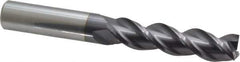 Accupro - 1/2", 2" LOC, 1/2" Shank Diam, 4" OAL, 3 Flute, Solid Carbide Square End Mill - Single End, AlTiN Finish, Spiral Flute, 40° Helix, Centercutting, Right Hand Cut, Right Hand Flute - Eagle Tool & Supply