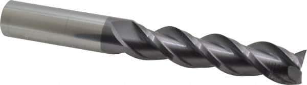 Accupro - 3/4", 3-1/4" LOC, 3/4" Shank Diam, 6" OAL, 3 Flute, Solid Carbide Square End Mill - Single End, AlTiN Finish, Spiral Flute, 40° Helix, Centercutting, Right Hand Cut, Right Hand Flute - Eagle Tool & Supply