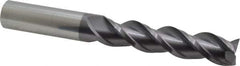 Accupro - 3/4", 3-1/4" LOC, 3/4" Shank Diam, 6" OAL, 3 Flute, Solid Carbide Square End Mill - Single End, AlTiN Finish, Spiral Flute, 40° Helix, Centercutting, Right Hand Cut, Right Hand Flute - Eagle Tool & Supply