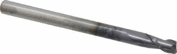 Accupro - 4mm, 8mm LOC, 4mm Shank Diam, 50mm OAL, 2 Flute, Solid Carbide Square End Mill - Single End, AlTiN Finish, Spiral Flute, 40° Helix, Centercutting, Right Hand Cut, Right Hand Flute - Eagle Tool & Supply