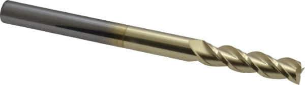 Accupro - 5/16", 1-1/4" LOC, 5/16" Shank Diam, 4" OAL, 3 Flute, Solid Carbide Square End Mill - Single End, ZrN Finish, Spiral Flute, 40° Helix, Centercutting, Right Hand Cut, Right Hand Flute - Eagle Tool & Supply