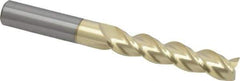 Accupro - 7/16", 2" LOC, 7/16" Shank Diam, 4" OAL, 3 Flute, Solid Carbide Square End Mill - Single End, ZrN Finish, Spiral Flute, 40° Helix, Centercutting, Right Hand Cut, Right Hand Flute - Eagle Tool & Supply