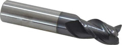 Accupro - 9/16", 3 Flute, Single End, Solid Carbide, 0.025" Corner Radius End Mill - 3" OAL, 40° Helix, Right Hand Flute, 7/8" LOC, Right Hand Cut - Eagle Tool & Supply