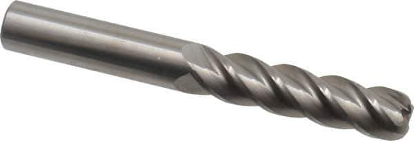 Accupro - 1/2", 4 Flute, Single End, Solid Carbide, 1/8" Corner Radius End Mill - 4" OAL, 40° Helix, Right Hand Flute, 2" LOC, Right Hand Cut - Eagle Tool & Supply