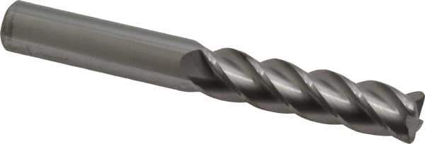 Accupro - 1/2", 4 Flute, Single End, Solid Carbide, 0.06" Corner Radius End Mill - 4" OAL, 40° Helix, Right Hand Flute, 2" LOC, Right Hand Cut - Eagle Tool & Supply