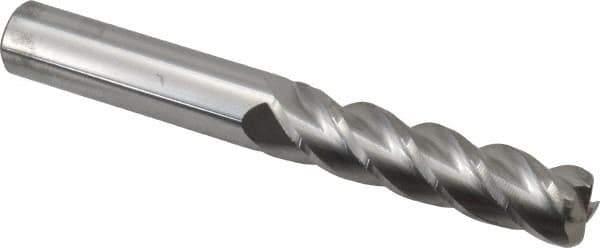 Accupro - 1/2", 4 Flute, Single End, Solid Carbide, 0.09" Corner Radius End Mill - 4" OAL, 40° Helix, Right Hand Flute, 2" LOC, Right Hand Cut - Eagle Tool & Supply