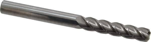 Accupro - 3/8", 4 Flute, Single End, Solid Carbide, 0.09" Corner Radius End Mill - 4" OAL, 40° Helix, Right Hand Flute, 1-3/4" LOC, Right Hand Cut - Eagle Tool & Supply