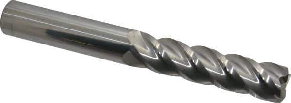 Accupro - 3/4", 4 Flute, Single End, Solid Carbide, 0.09" Corner Radius End Mill - 6" OAL, 40° Helix, Right Hand Flute, 3" LOC, Right Hand Cut - Eagle Tool & Supply