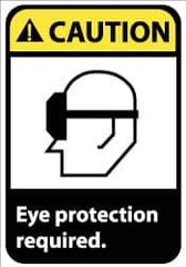 NMC - Accident Prevention Label, Header: CAUTION - Legend: Caution - Eye Protection Required, English, Black, Yellow & White, 5" Long x 3" High, Sign Muscle Finish - Eagle Tool & Supply