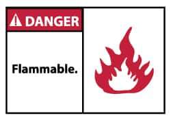 NMC - Danger - Flammable, Pressure Sensitive Vinyl Fire Sign - 5" Wide x 3" High - Eagle Tool & Supply