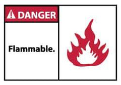 NMC - Danger - Flammable, Pressure Sensitive Vinyl Fire Sign - 5" Wide x 3" High - Eagle Tool & Supply