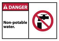 NMC - Restroom, Janitorial & Housekeeping Label, Header: DANGER - Legend: Danger - Non-Potable Water, English, Red, Black & White, 5" Long x 3" High, Sign Muscle Finish - Eagle Tool & Supply