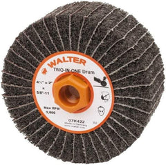 WALTER Surface Technologies - 4-1/2" Diam, 150 Grit Aluminum Oxide Unmounted Flap Wheel - 5/8" Hole, 5/8-11 Thread, 2" Wide, Nonwoven & Coated, Fine Grade, 3,800 Max RPM - Eagle Tool & Supply