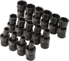 SK - 15 Piece 3/8" Drive Standard Impact Socket Set - 6 Points, 8 to 21mm, Metric Measurement Standard - Eagle Tool & Supply