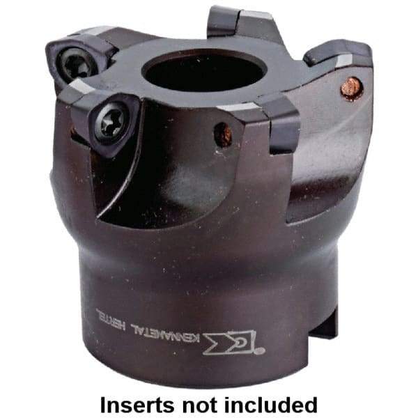 Kennametal - 4 Inserts, 2.5984" Cutter Diam, 0.0591" Max Depth of Cut, Indexable High-Feed Face Mill - 1.063" Arbor Hole Diam, 1.9685" High, WP.. 0806.. Inserts, Series KSWM KenFeed - Eagle Tool & Supply