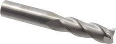 SGS - 3/4", 2-1/4" LOC, 3/4" Shank Diam, 5" OAL, 3 Flute, Solid Carbide Square End Mill - Single End, Uncoated, Spiral Flute, 38° Helix, Right Hand Cut, Right Hand Flute, Series 43 - Eagle Tool & Supply