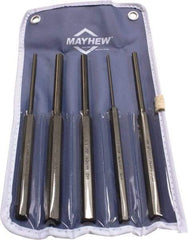 Mayhew - 5 Piece, 1/8 to 3/8", Pin Punch Set - Round Shank, Comes in Vinyl Pouch - Eagle Tool & Supply