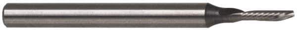 Accupro - 1/16" Cutting Diam x 1/4" Length of Cut, 1 Flute, Downcut Spiral Router Bit - Uncoated, Right Hand Cut, Solid Carbide, 2" OAL x 1/4" Shank Diam, Single Edge, 21° Helix Angle - Eagle Tool & Supply