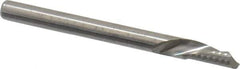 Onsrud - 1/8" Cutting Diam x 1/4" Length of Cut, 1 Flute, Downcut Spiral Router Bit - Uncoated, Right Hand Cut, Solid Carbide, 1-1/2" OAL x 1/8" Shank Diam, Single Edge, 22° Helix Angle - Eagle Tool & Supply