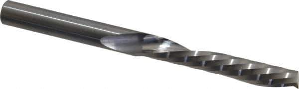 Onsrud - 1/4" Cutting Diam x 1-1/2" Length of Cut, 1 Flute, Downcut Spiral Router Bit - Uncoated, Right Hand Cut, Solid Carbide, 3" OAL x 1/4" Shank Diam, Single Edge, 21° Helix Angle - Eagle Tool & Supply