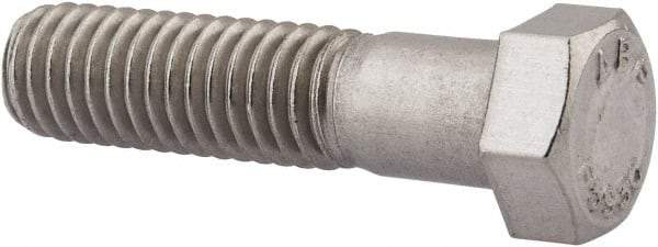 Value Collection - 7/16-14 UNC, 1-3/4" Length Under Head Hex Head Cap Screw - Partially Threaded, Grade 18-8 Stainless Steel, Uncoated, 5/8" Hex - Eagle Tool & Supply