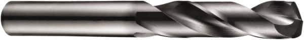 DORMER - 0.6102" 140° Spiral Flute Solid Carbide Screw Machine Drill Bit - TiAlN Finish, Right Hand Cut, 65mm Flute Length, 115mm OAL, Four Facet Split Point, Straight Shank, Through Coolant - Eagle Tool & Supply