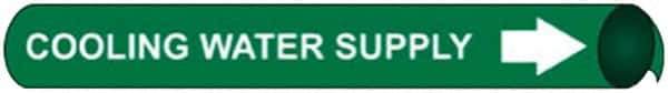 NMC - Pipe Marker with Cooling Water Supply Legend and Arrow Graphic - 6 to 8" Pipe Outside Diam, White on Green - Eagle Tool & Supply