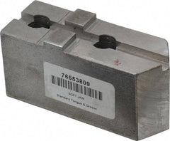H & R Manufacturing - Tongue & Groove Attachment, Square Soft Lathe Chuck Jaw - Steel, 1-3/4" Btw Mount Hole Ctrs, 3-15/16" Long x 1-1/2" Wide x 1-7/8" High, 5/16" Groove - Eagle Tool & Supply